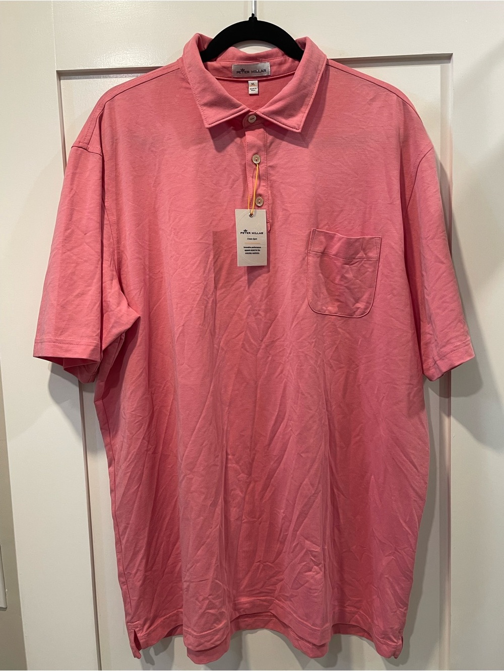 Peter Millar Pink Short-Sleeve Polo with Chest Pocket